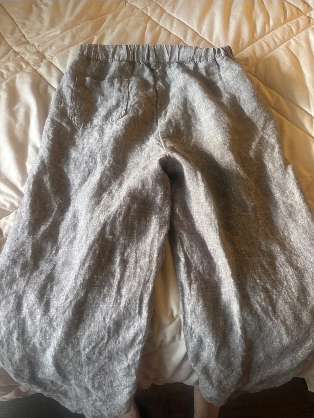Quince 100% European Linen Wide-Leg Pants Small - Taupe Brown Chambray